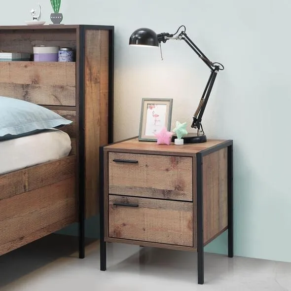 Stretton 2 Drawer Bedside Cabinet - Rustic Oak