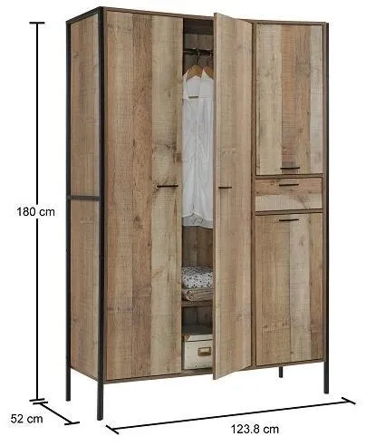Stretton 4 Door Wardrobe - Rustic Oak
