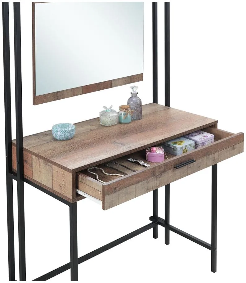 Stretton Dressing Table with Mirror - Rustic Oak