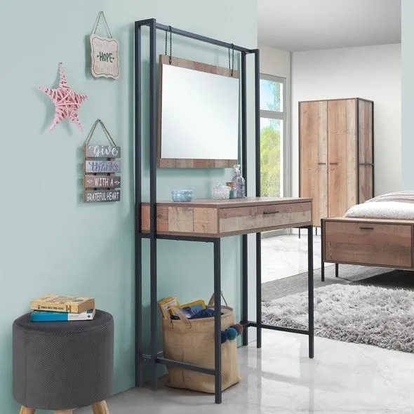 Stretton Dressing Table with Mirror - Rustic Oak