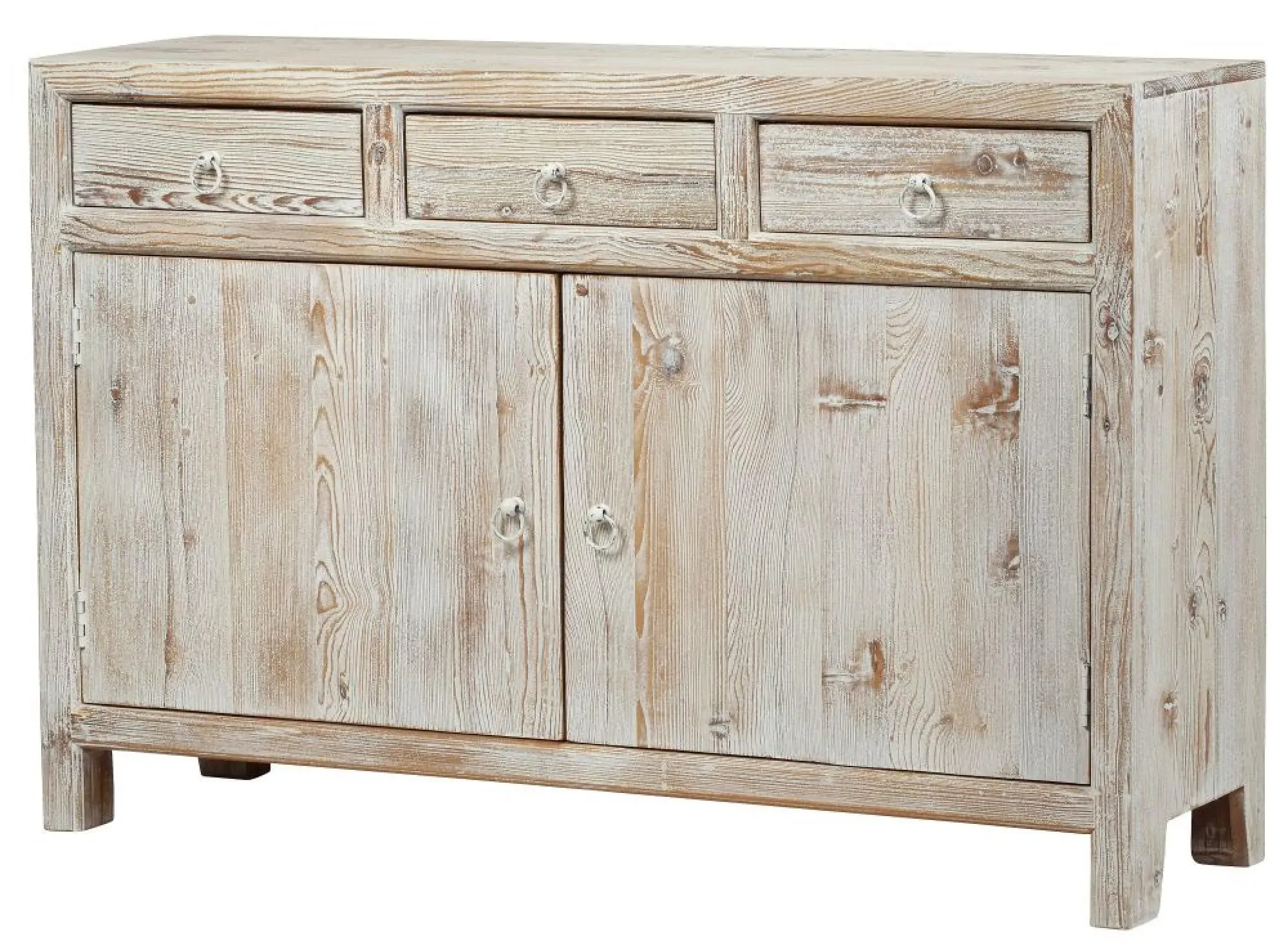 2 Door Medium Sideboard - Distressed White Wash, Reclaimed Wood