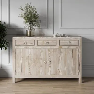 2 Door Medium Sideboard - Distressed White Wash, Reclaimed Wood image