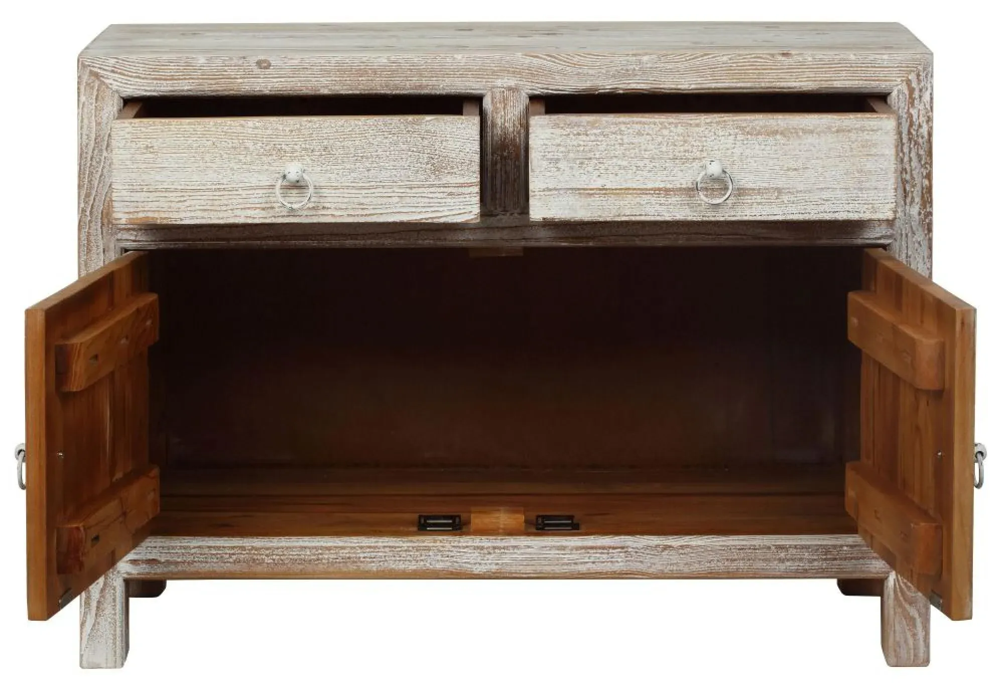 2 Door Small Sideboard - Distressed White Wash, Reclaimed Wood