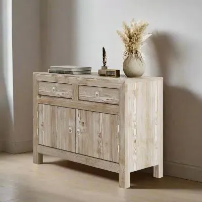 2 Door Small Sideboard - Distressed White Wash, Reclaimed Wood image