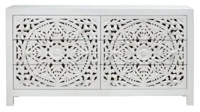 6 Drawer Chest of Drawers - White, Mango Wood image