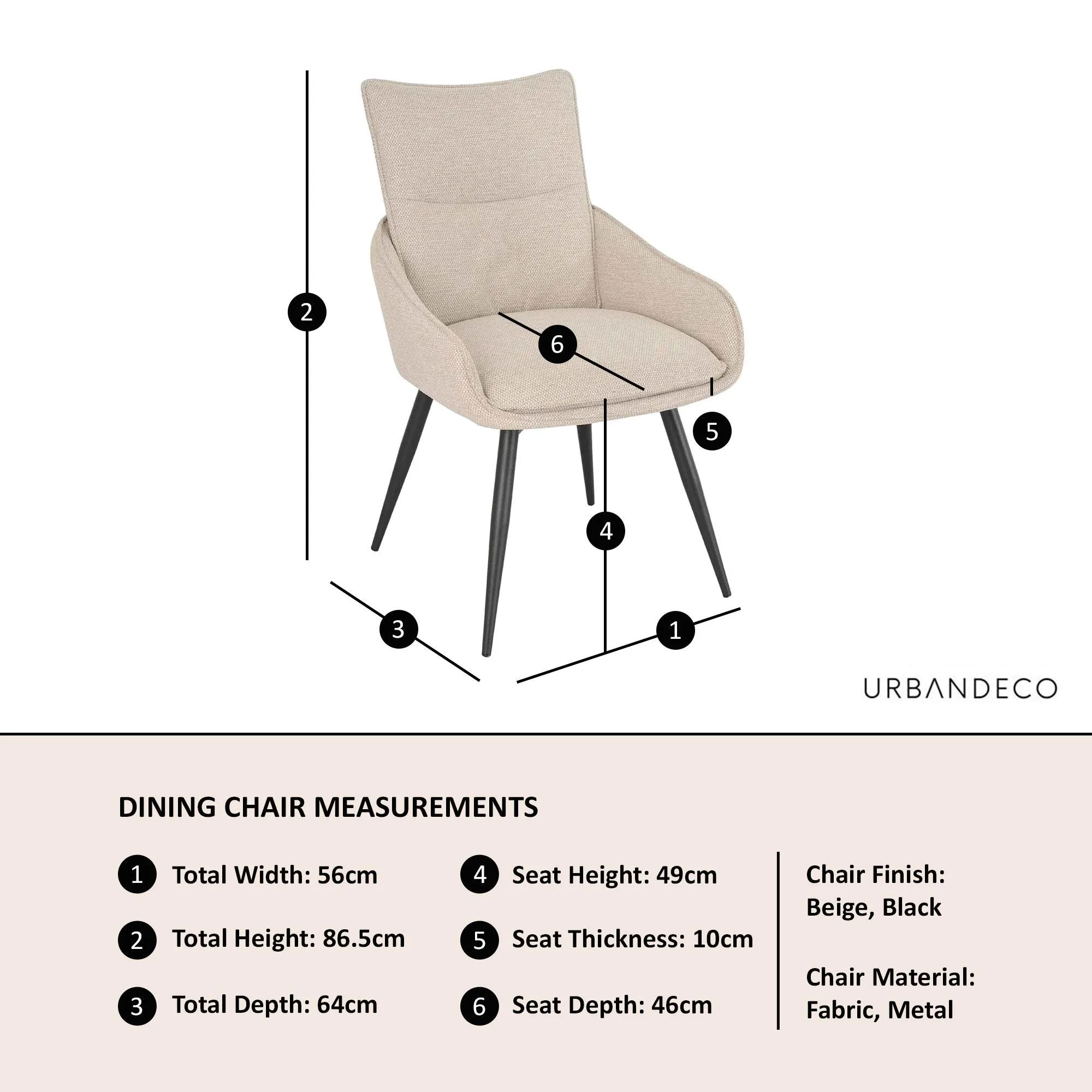 Ace Swivel Dining Chair - Beige, Fabric