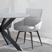 Ace Swivel Dining Chair - Beige, Fabric