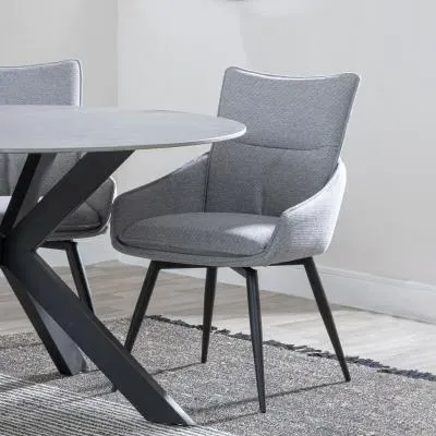 Ace Swivel Dining Chair - Grey, Fabric