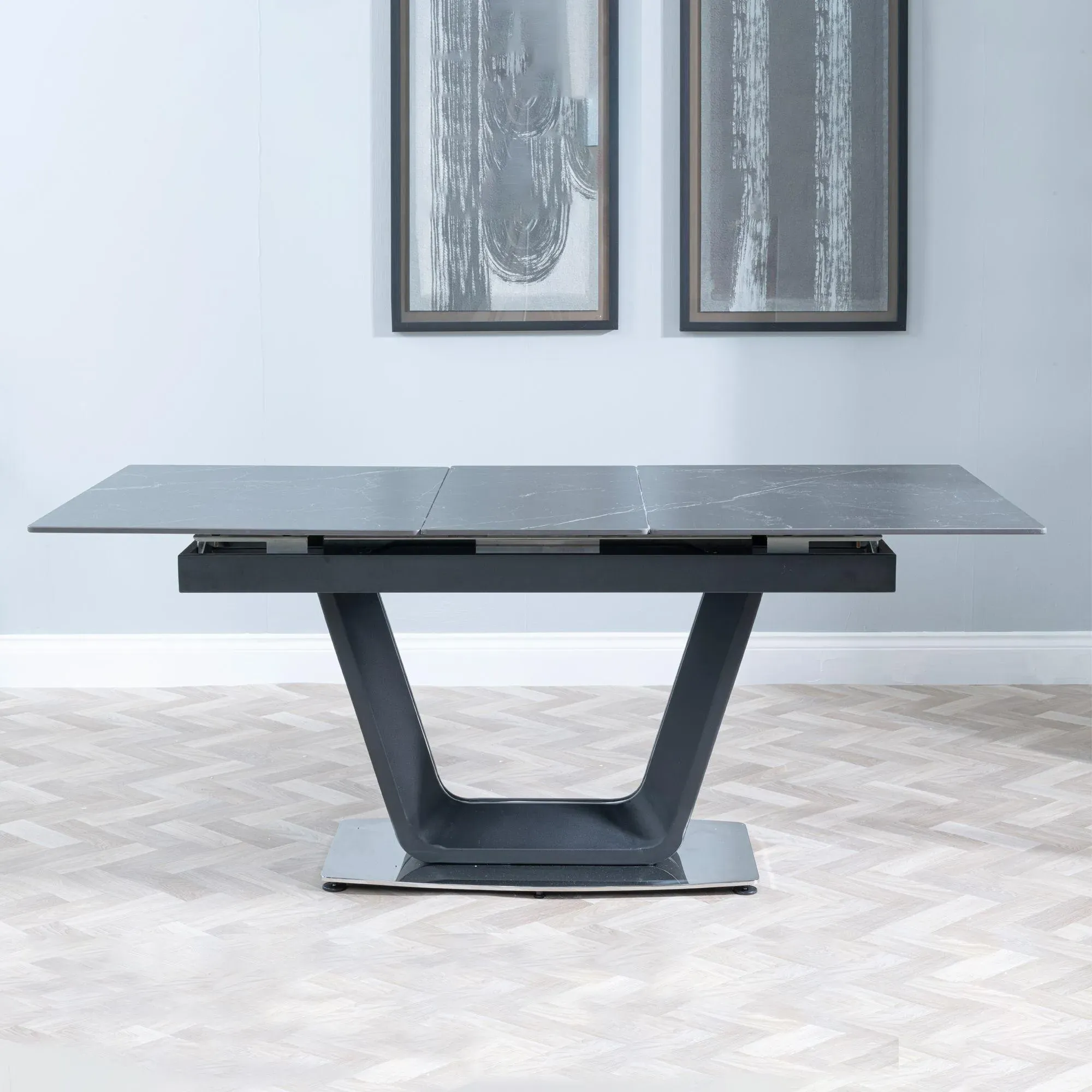 Alpha 6-8 Seater Extendable Dining Table - Black, Ceramic