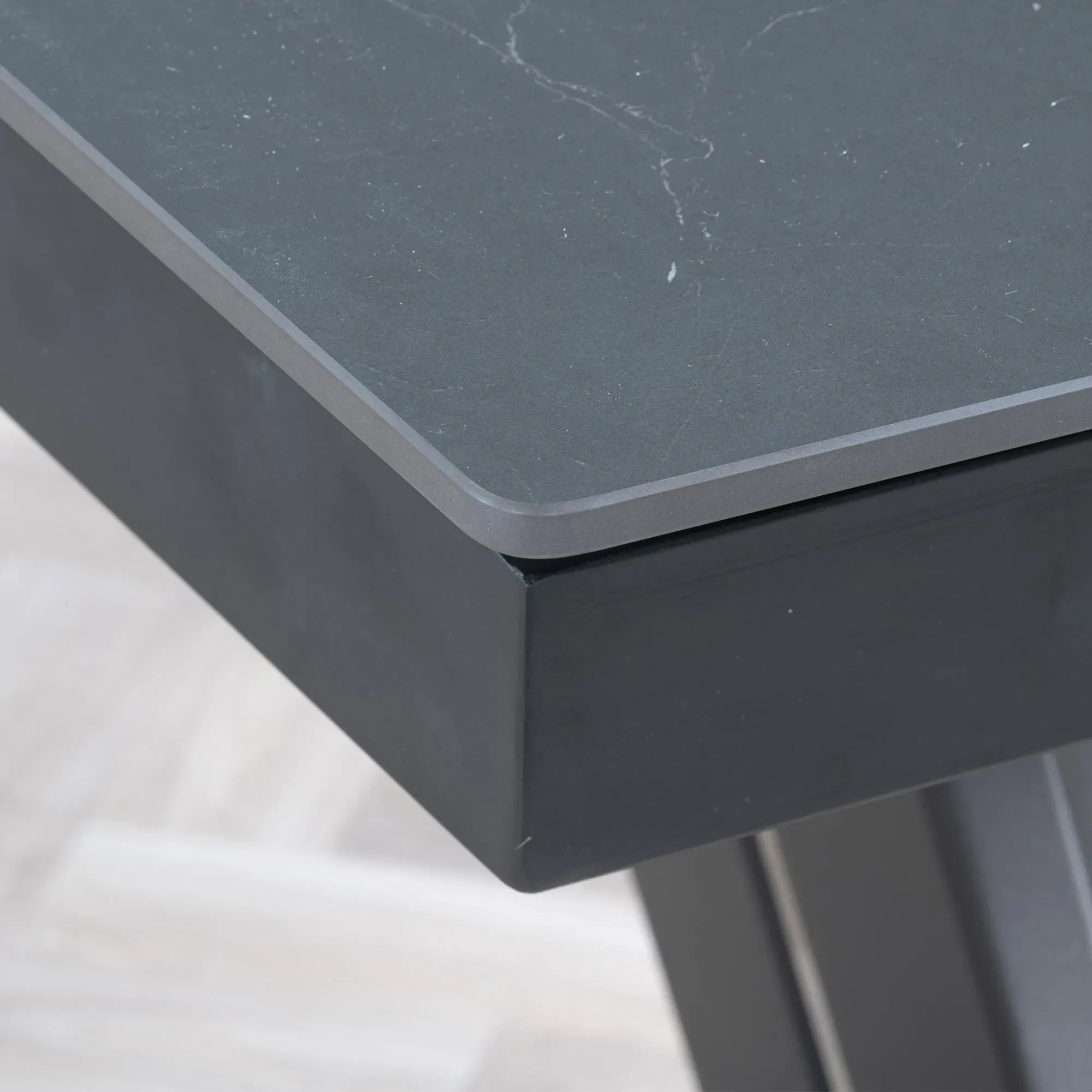 Alpha 6-8 Seater Extendable Dining Table - Black, Ceramic