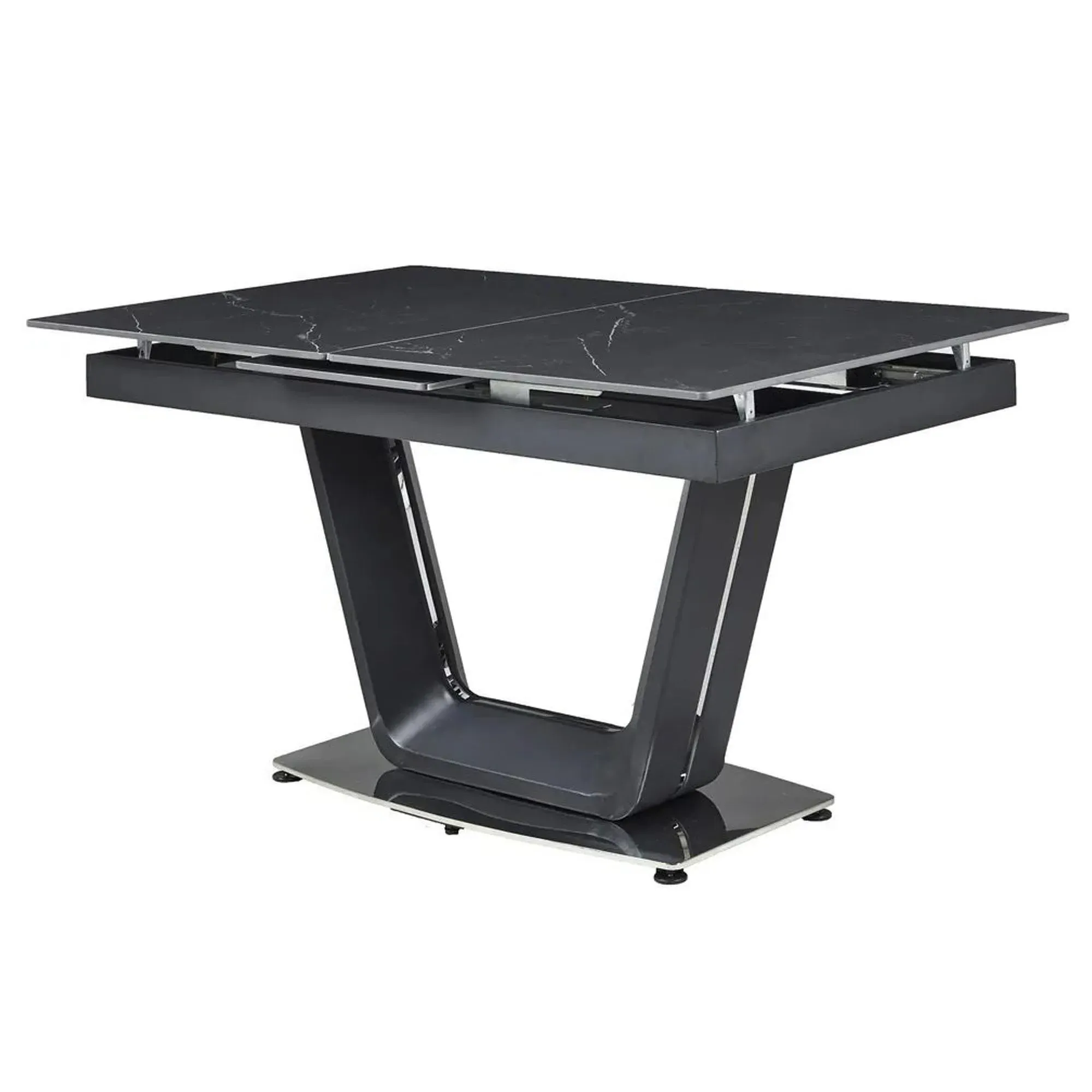 Alpha 6-8 Seater Extendable Dining Table - Black, Ceramic