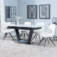 Alpha Extendable Dining Set with Arctic Chairs - White, Ceramic