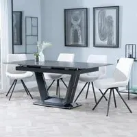 Alpha Extendable Dining Set with Boden Chairs - Black, Ceramic