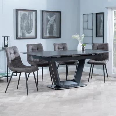 Alpha Extendable Dining Set with Corona Chairs - Black, Ceramic image
