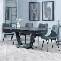 Alpha Extendable Dining Set with Corona Chairs - Black, Ceramic