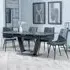 Alpha Extendable Dining Set with Corona Chairs - Black, Ceramic