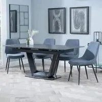 Alpha Extendable Dining Set with Darwin Chairs - Black, Ceramic