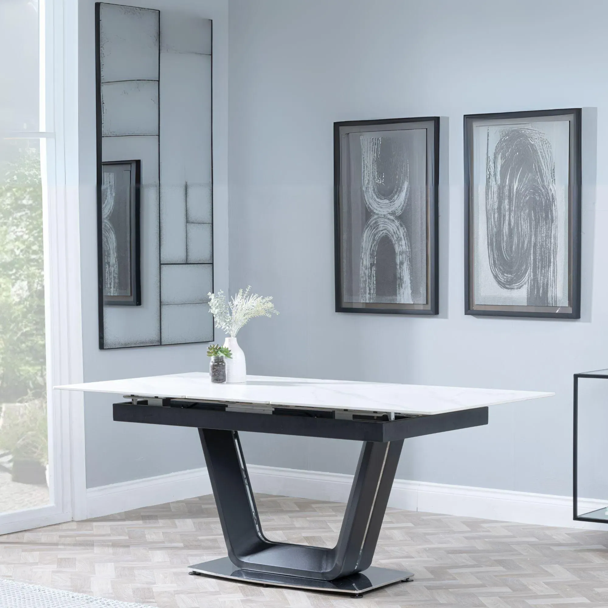 Alpha Extendable Dining Set with Ion Chairs - White, Ceramic