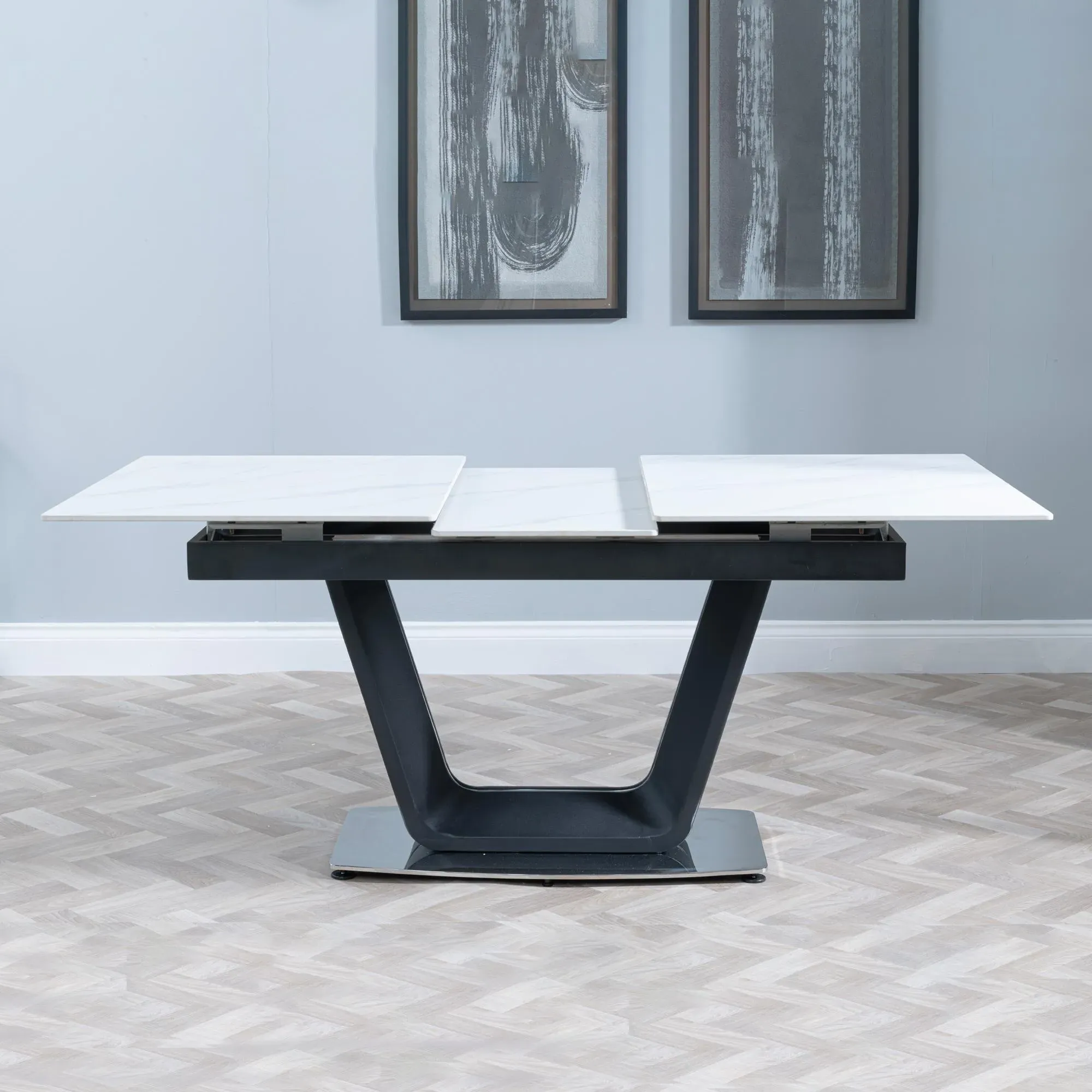 Alpha Extendable Dining Set with Ion Chairs - White, Ceramic