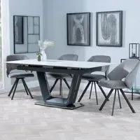Alpha Extendable Dining Set with Ion Chairs - White, Ceramic