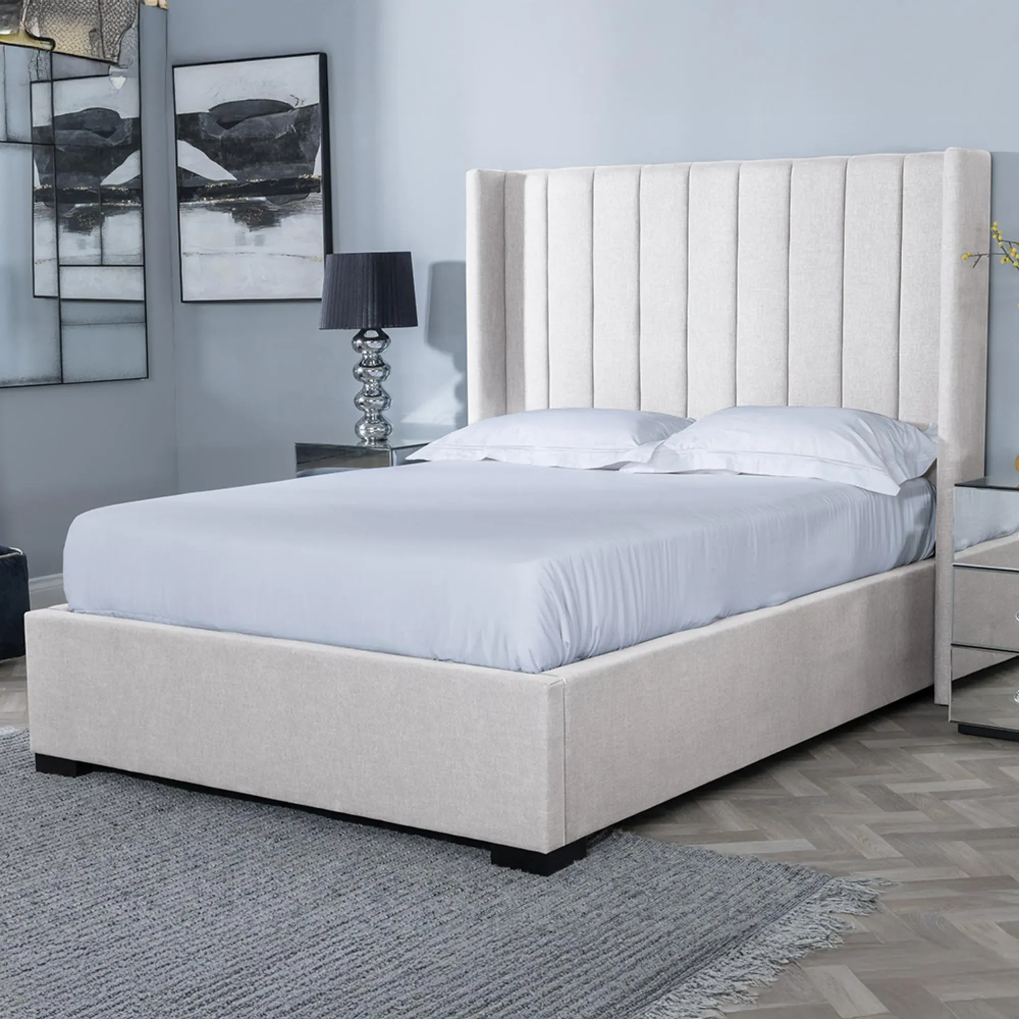 Annabelle Boucle Fabric Ottoman Storage Bed