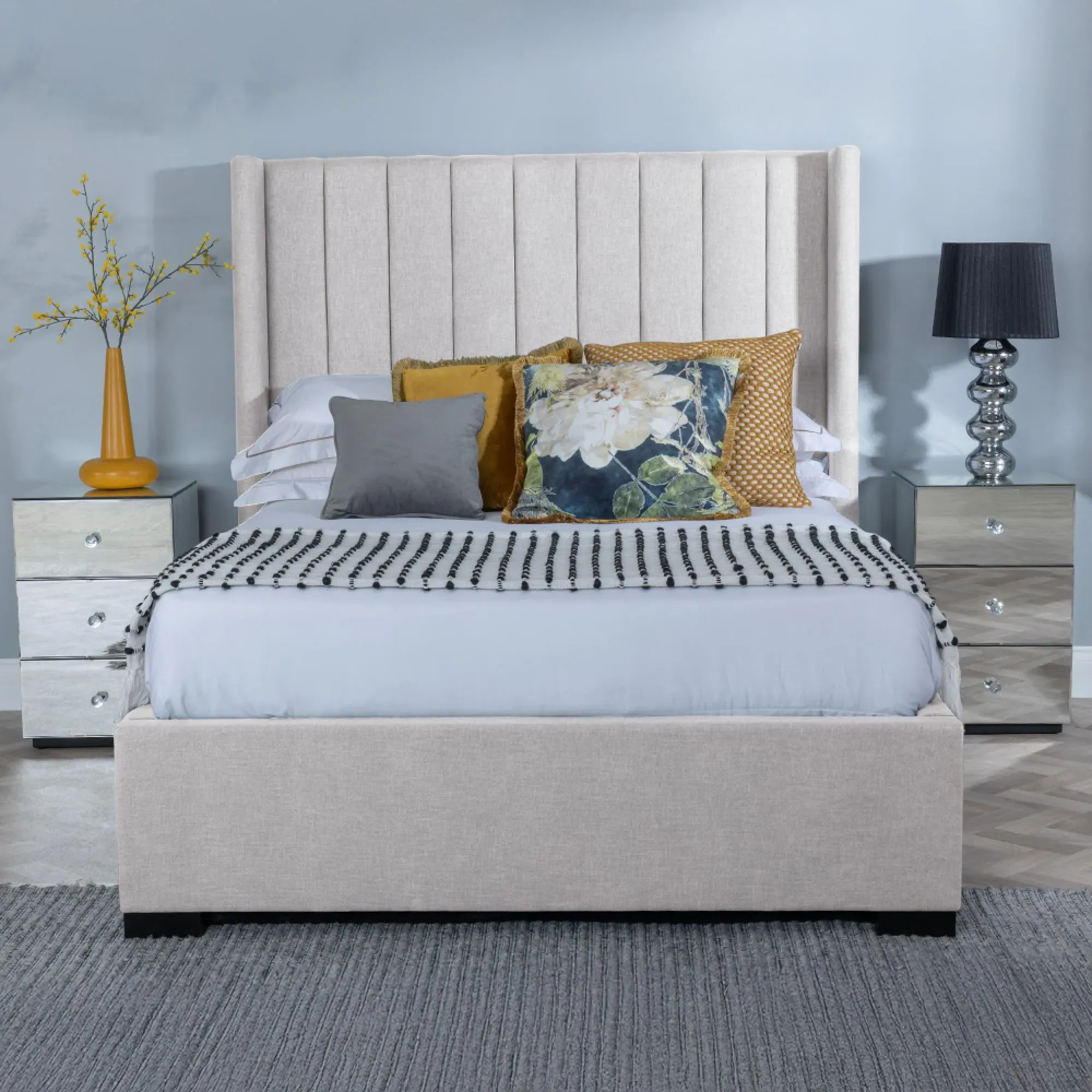 Annabelle Boucle Fabric Ottoman Storage Bed