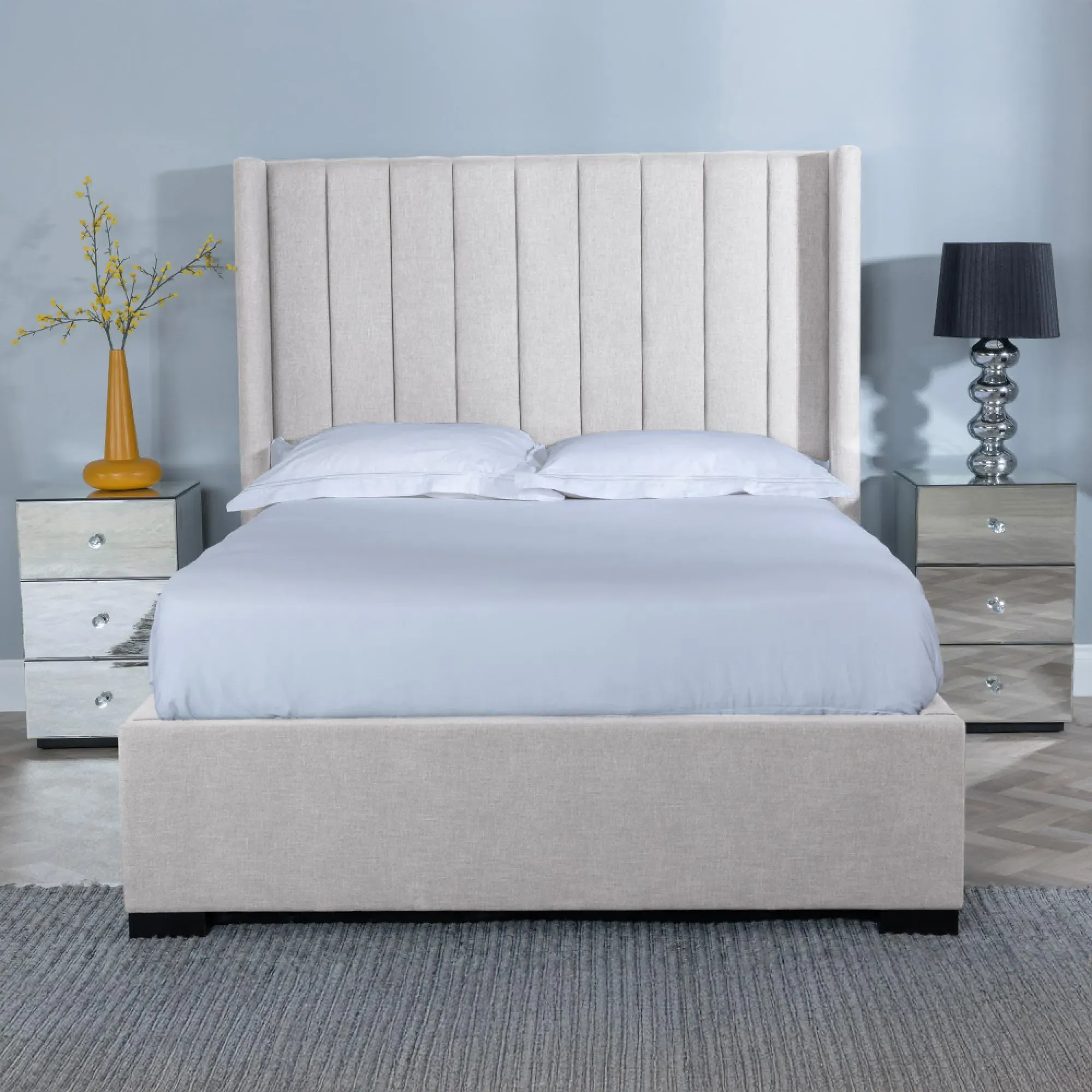 Annabelle Boucle Fabric Ottoman Storage Bed