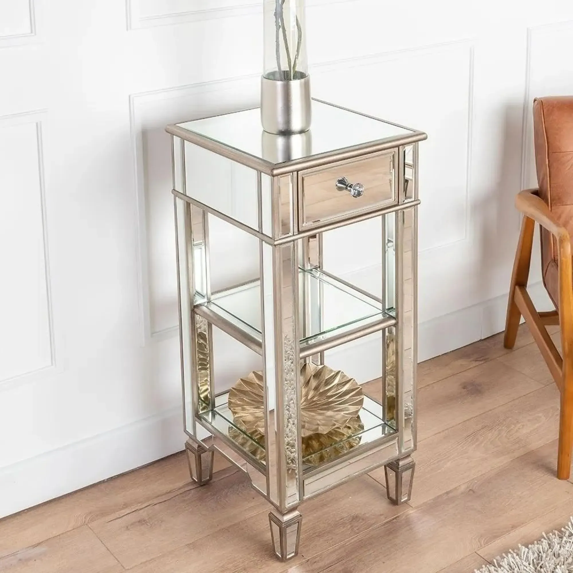 Antoinette 1 Drawer Telephone Table - Mirrored