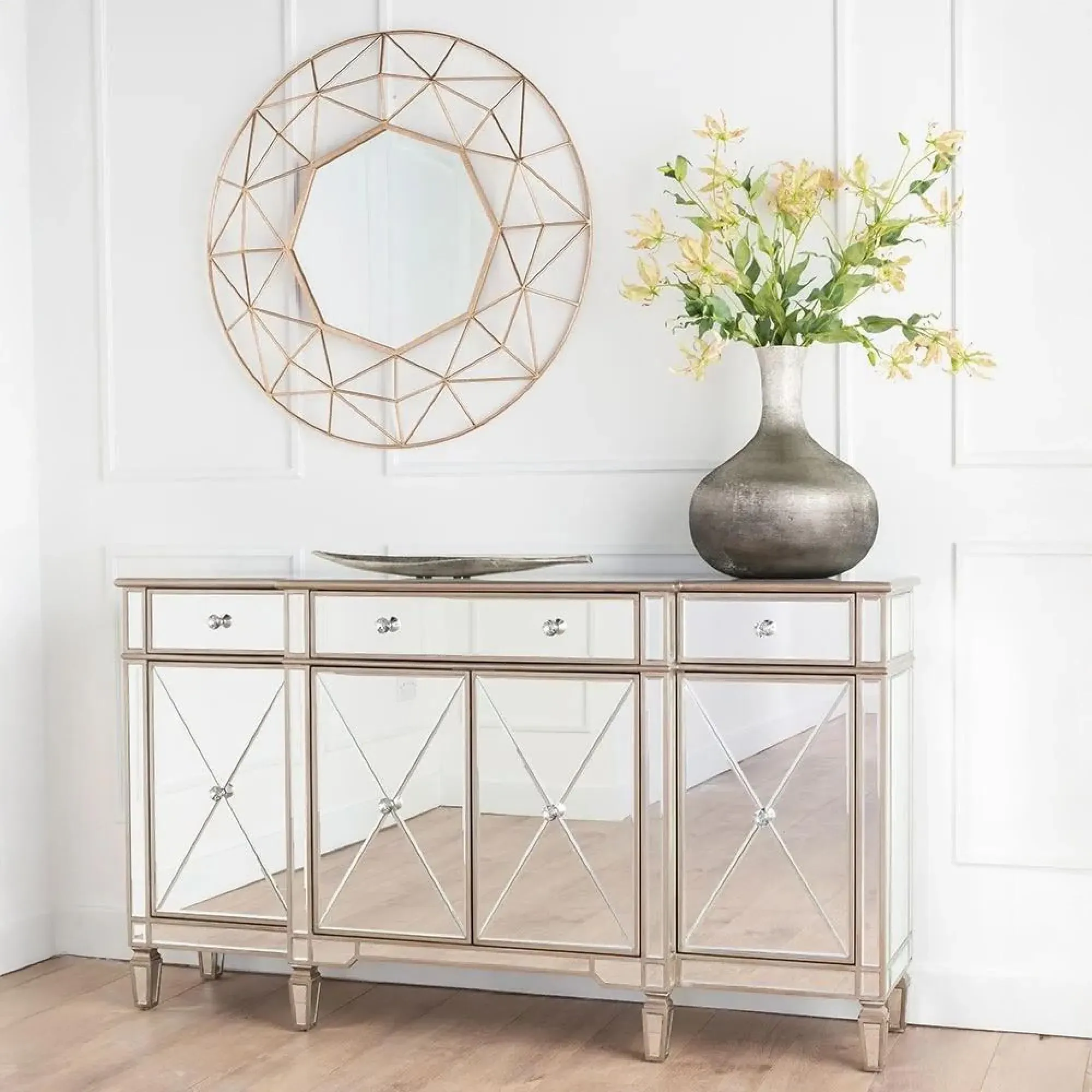 Antoinette Large 4 Door Sideboard - Mirrored