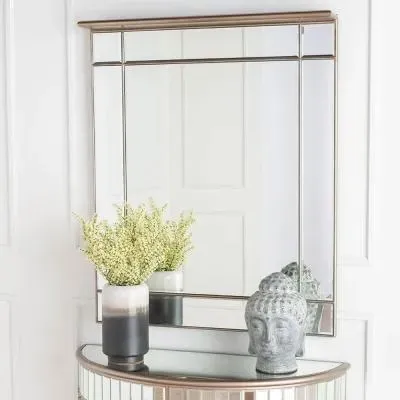 Antoinette Rectangular Wall Mirror - Mirrored, Champagne image