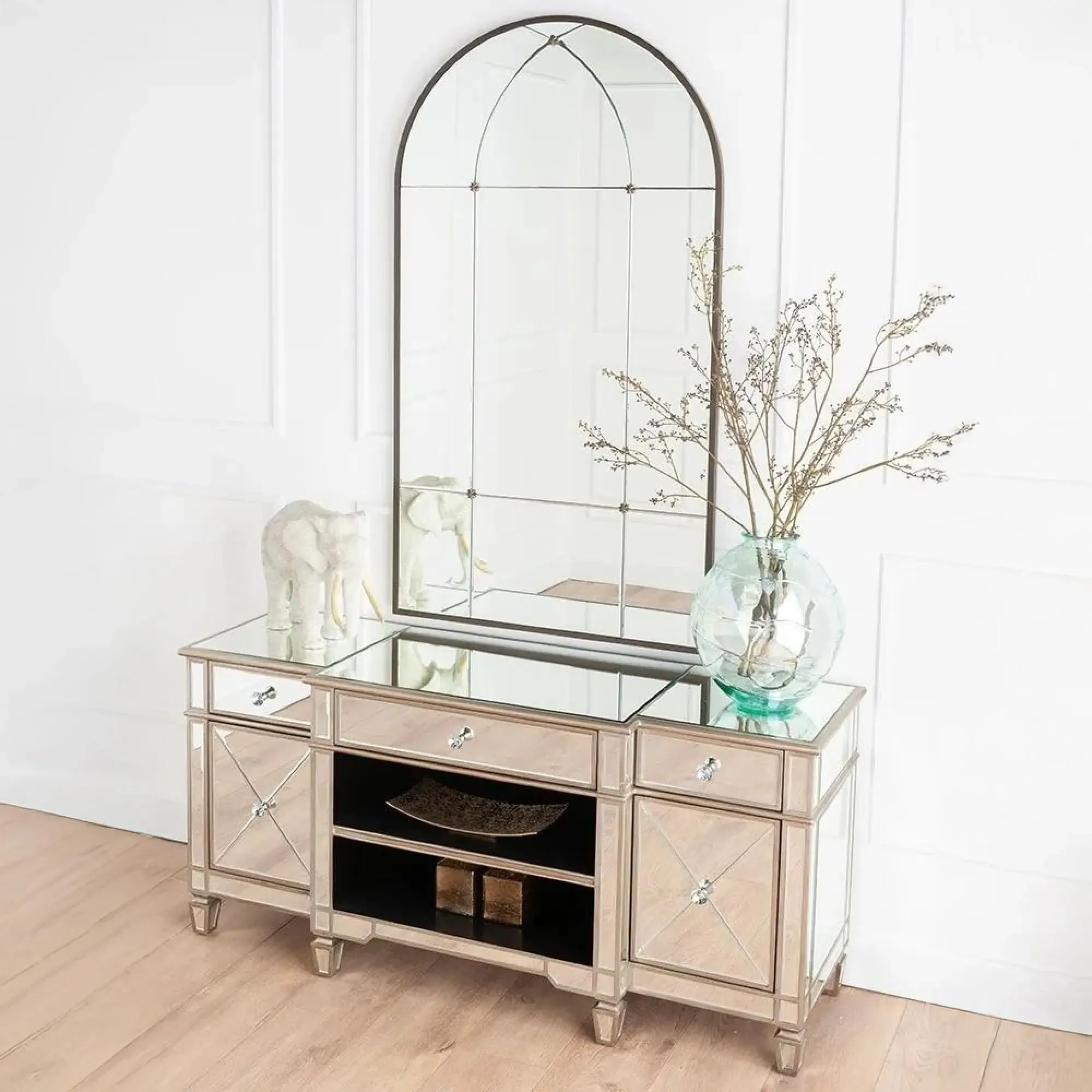 Antoinette TV Unit with Storage - Mirrored