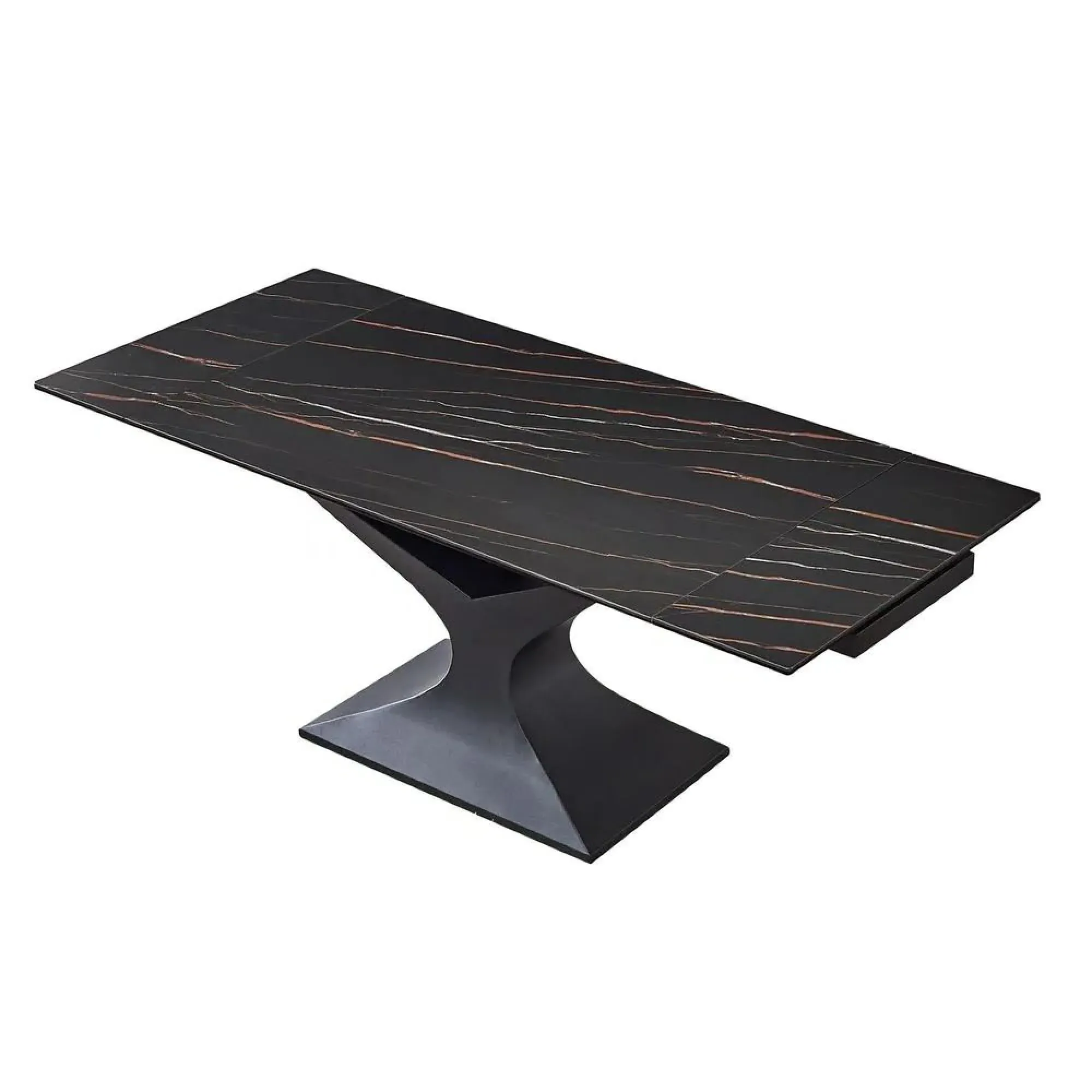 Anvik 6-10 Seater Extendable Dining Table - Black, Ceramic