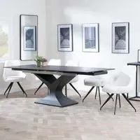 Anvik Extendable Dining Set with Arctic Chair - Black, Ceramic