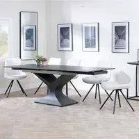 Anvik Extendable Dining Set with Boden Chair - Black, Ceramic