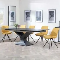 Anvik Extendable Dining Set with Boden Chair - Black, Ceramic