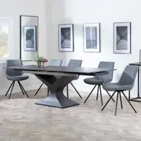 Anvik Extendable Dining Set with Boden Chair - Black, Fabric