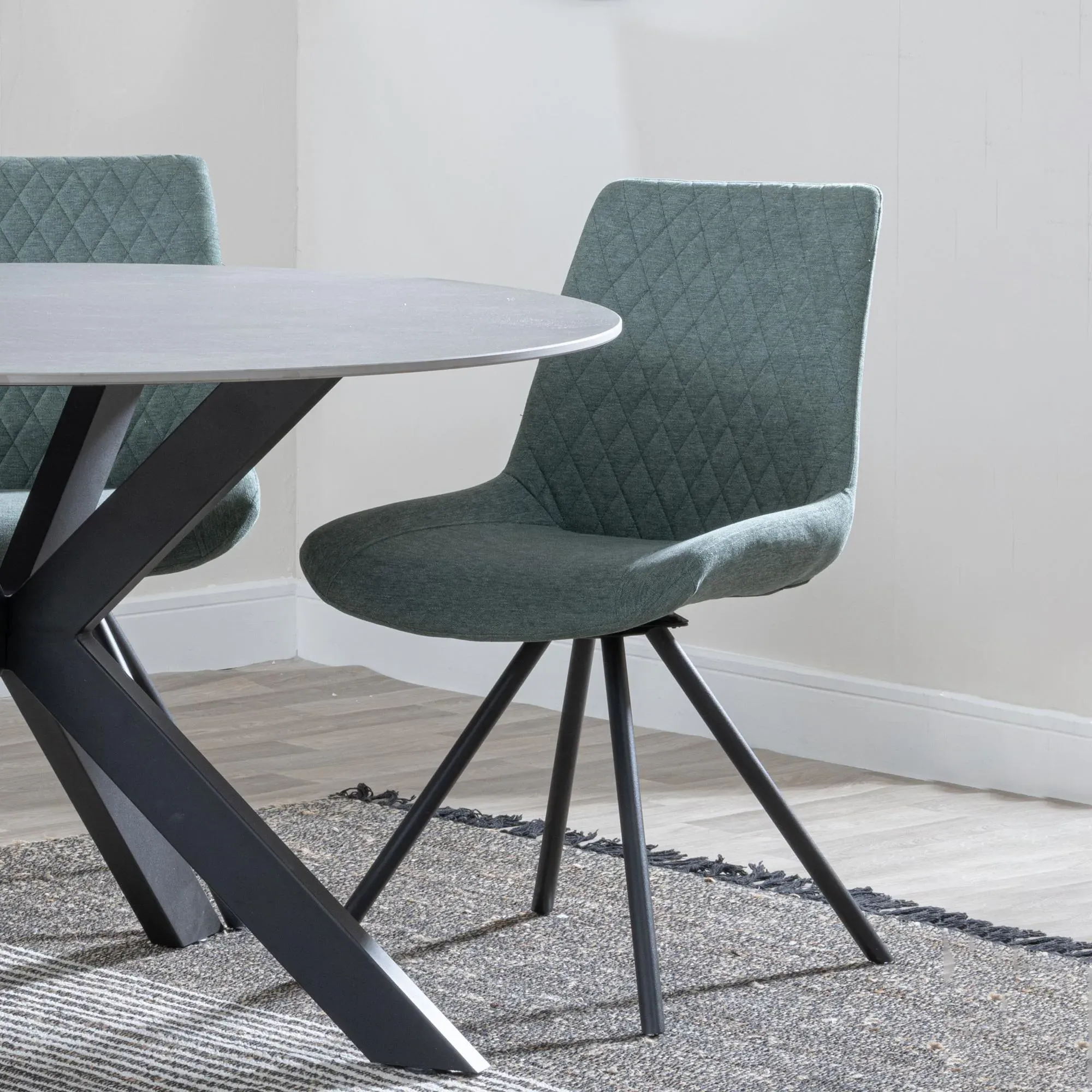 Anvik Extendable Dining Set with Boden Swivel Chair - Black, Ceramic