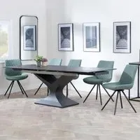 Anvik Extendable Dining Set with Boden Swivel Chair - Black, Ceramic