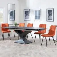 Anvik Extendable Dining Set with Corona Chair - Black, Ceramic