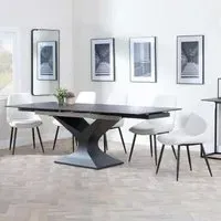 Anvik Extendable Dining Set with Darwin Chair - Black, Ceramic