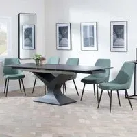 Anvik Extendable Dining Set with Darwin Chair - Black, Ceramic