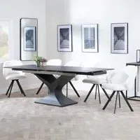 Anvik Extendable Dining Set with Ion Swivel Chair - Black, Ceramic