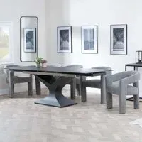 Anvik Extendable Dining Set with Kiefer Chair - Black, Ceramic