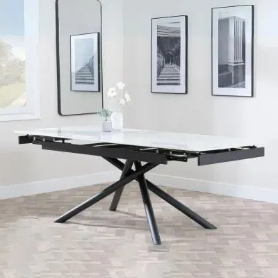 Apollo 6-8 Seater Extending Dining Table - White, Ceramic