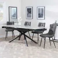 Apollo Extendable Dining Set with Corona Chairs - Grey
