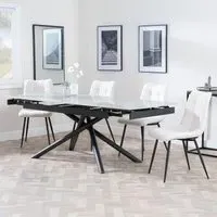 Apollo Extendable Dining Set with Corona Chairs - Grey, Beige