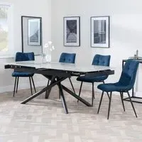 Apollo Extendable Dining Set with Corona Chairs - Grey, Blue