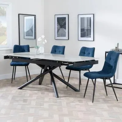 Apollo Extendable Dining Set with Corona Chairs - Grey, Blue