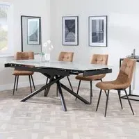 Apollo Extendable Dining Set with Corona Chairs - Grey, Brown