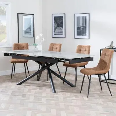 Apollo Extendable Dining Set with Corona Chairs - Grey, Brown